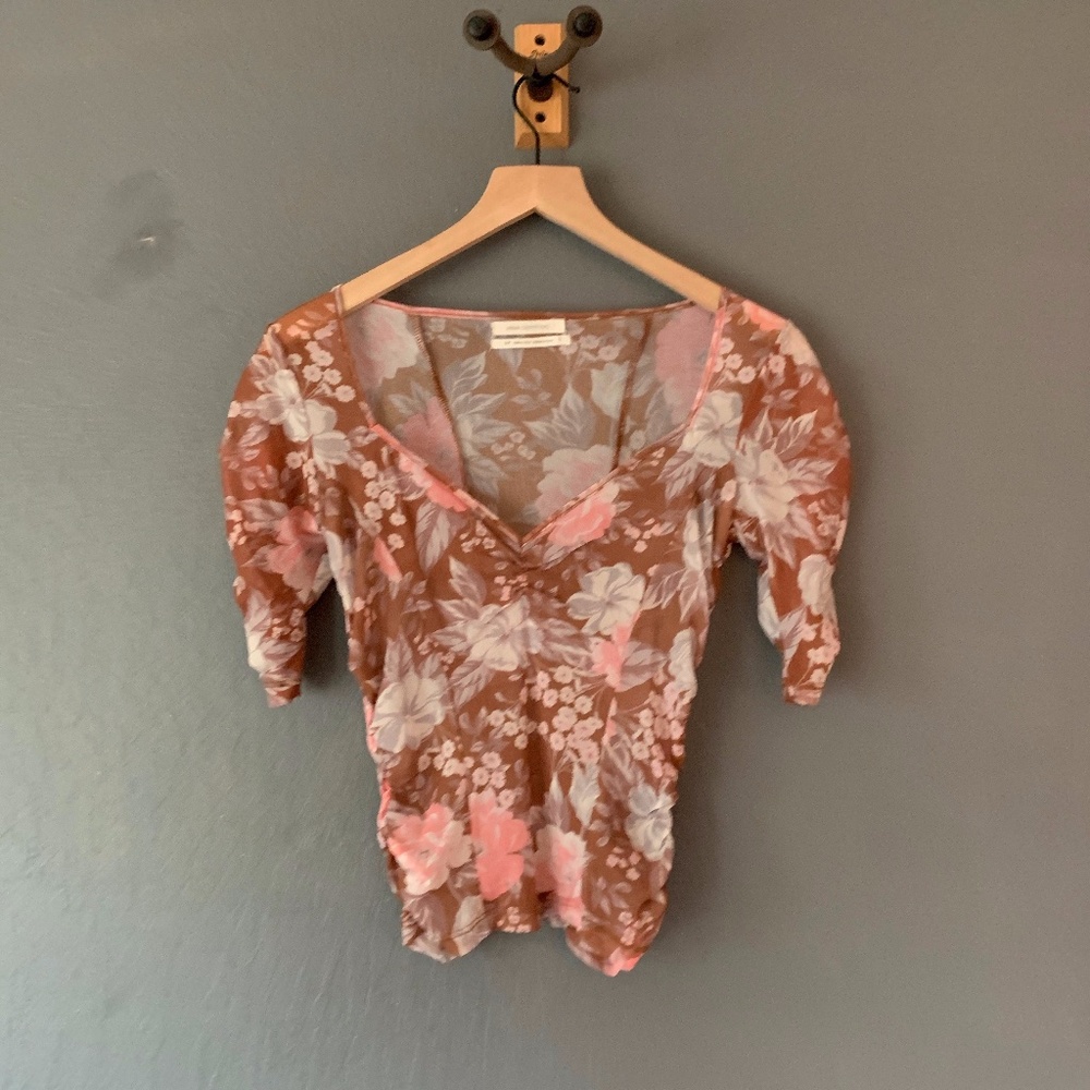 Vintage-Inspired Sheer Floral Blouse